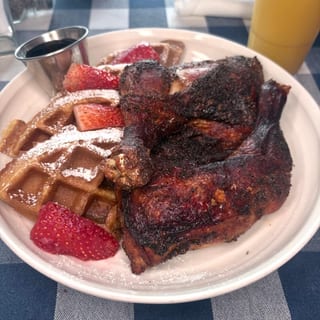 Jerk Chicken & Sweet Potato Waffles
